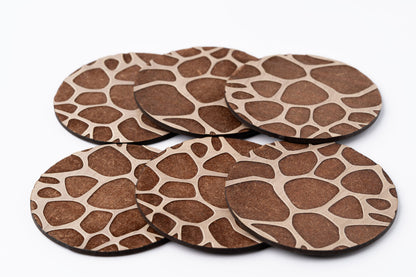 ZAIBA Home TWIGA Light Circle | 6PC WOODEN COASTERS