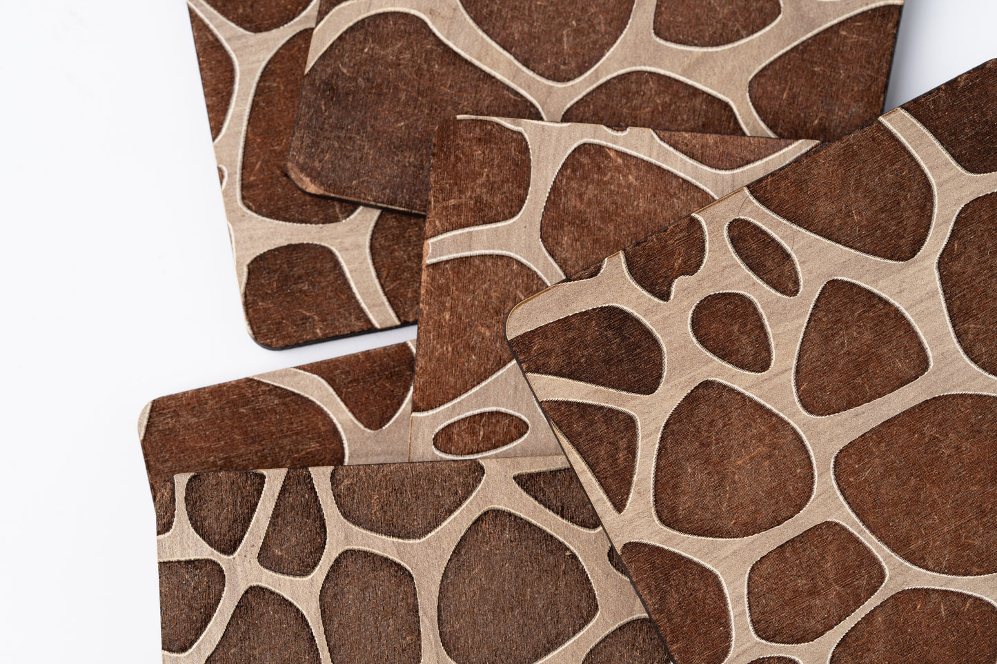 ZAIBA Home TWIGA Light Square | 6PC WOODEN COASTERS