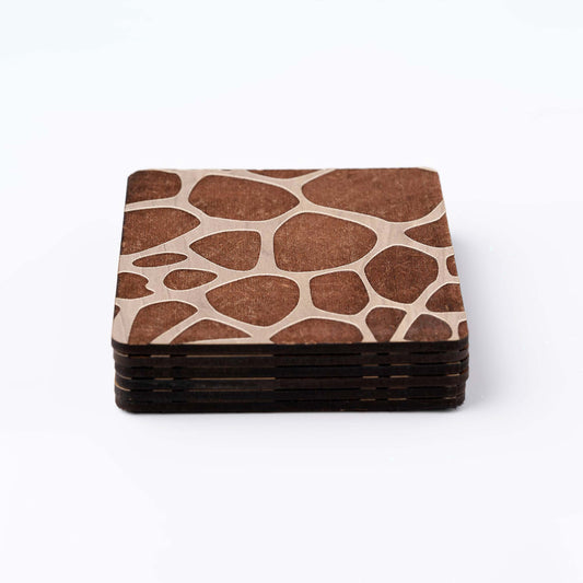 ZAIBA Home TWIGA Light Square | 6PC WOODEN COASTERS