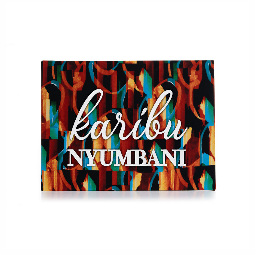 ZAIBA Karibu Nyumbani Kitenge Wall Art (Large) - Terracotta Tide