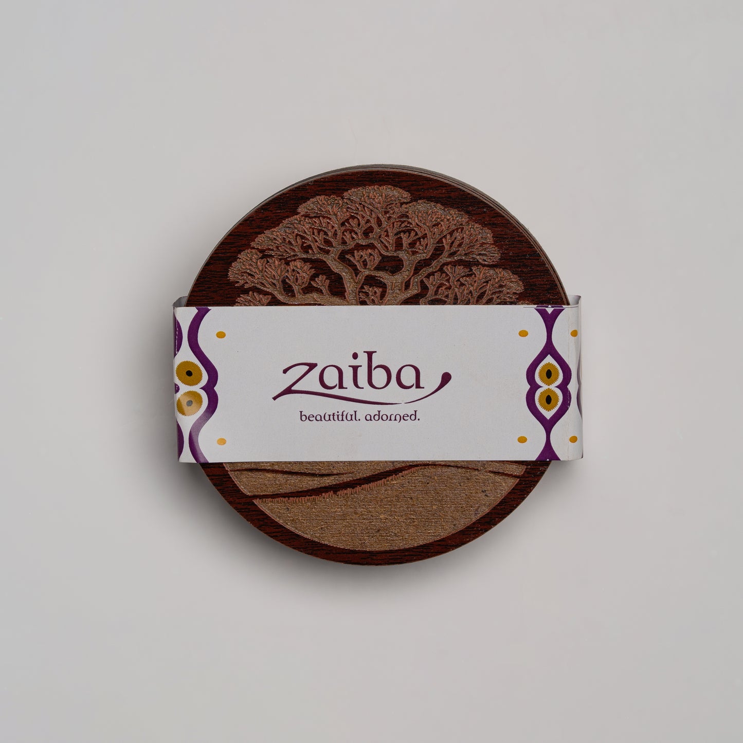 ZAIBA Home MBUYU Dark Circle | 6PC WOODEN COASTERS
