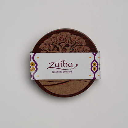 ZAIBA Home MBUYU Dark Circle | 6PC WOODEN COASTERS