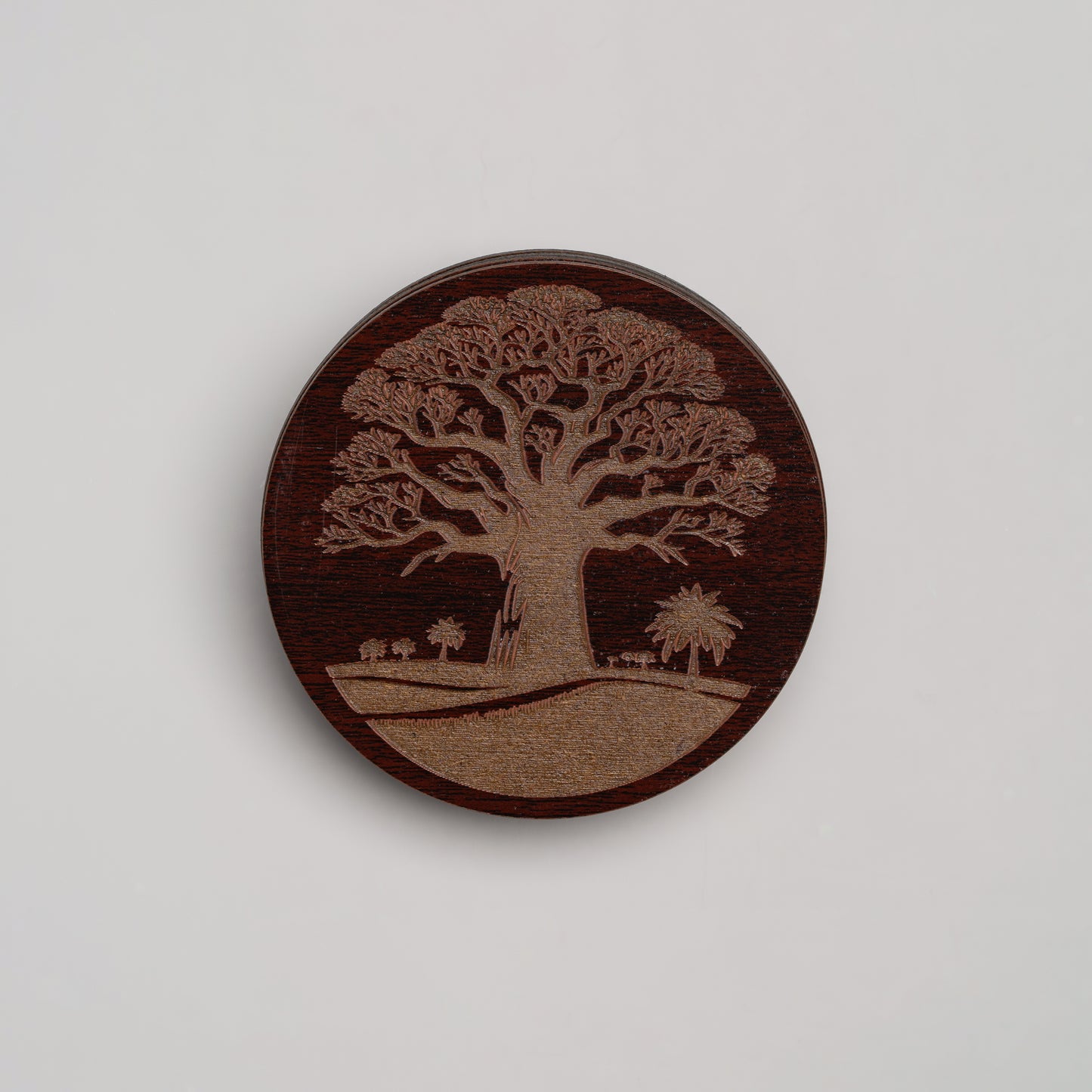 ZAIBA Home MBUYU Dark Circle | 6PC WOODEN COASTERS
