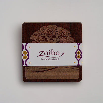 ZAIBA Home MBUYU Dark Square | 6PC WOODEN COASTERS