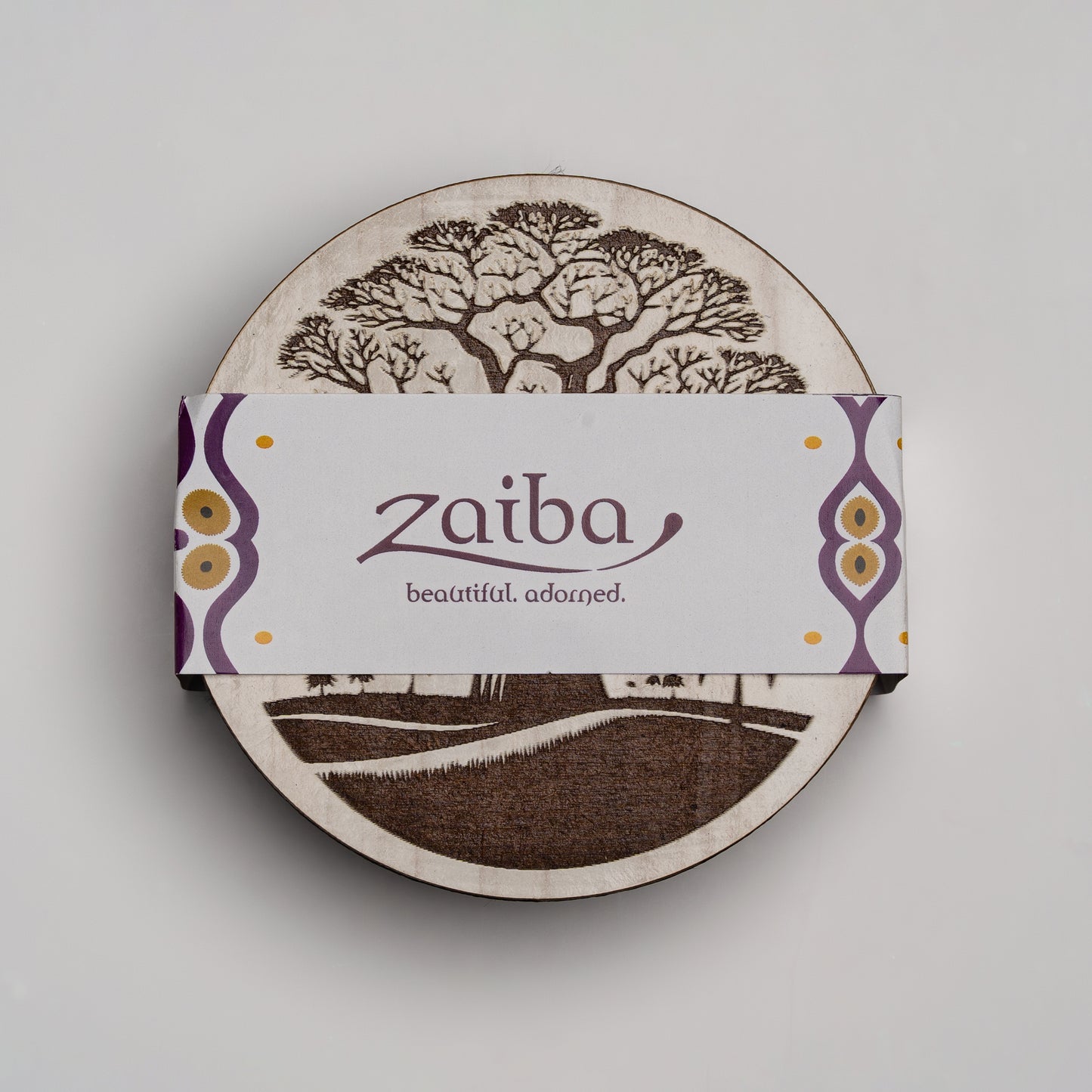 ZAIBA Home MBUYU Light Circle | 6PC WOODEN COASTERS