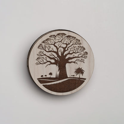 ZAIBA Home MBUYU Light Circle | 6PC WOODEN COASTERS