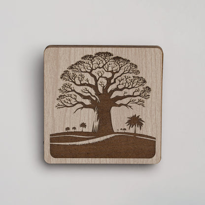 ZAIBA Home MBUYU Light Square | 6PC WOODEN COASTERS