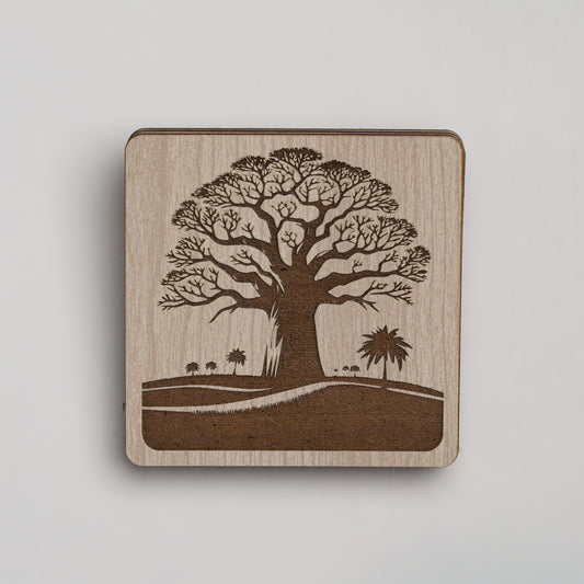 ZAIBA Home MBUYU Light Square | 6PC WOODEN COASTERS