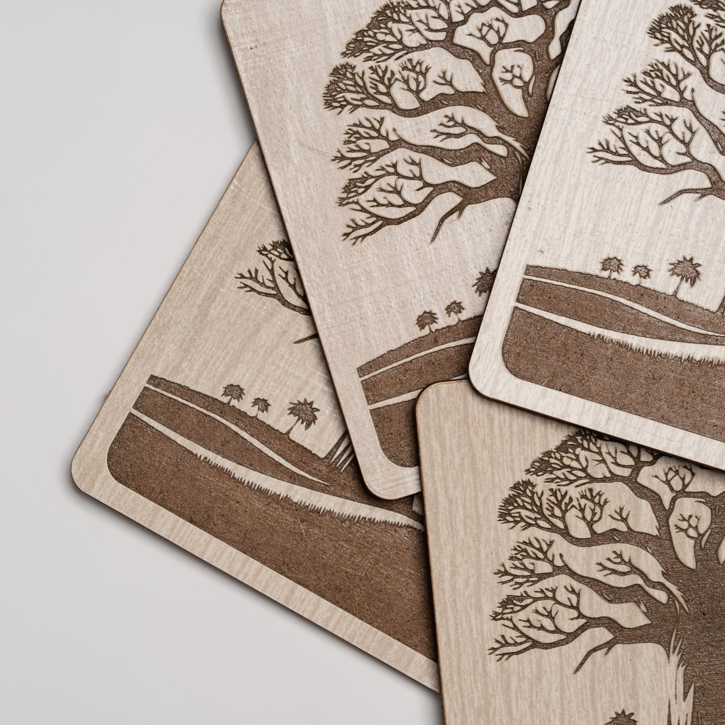 ZAIBA Home MBUYU Light Square | 6PC WOODEN COASTERS