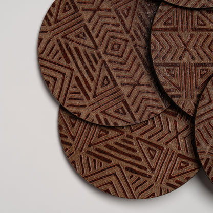 ZAIBA Home MFUMO Dark Circle | 6PC WOODEN COASTERS