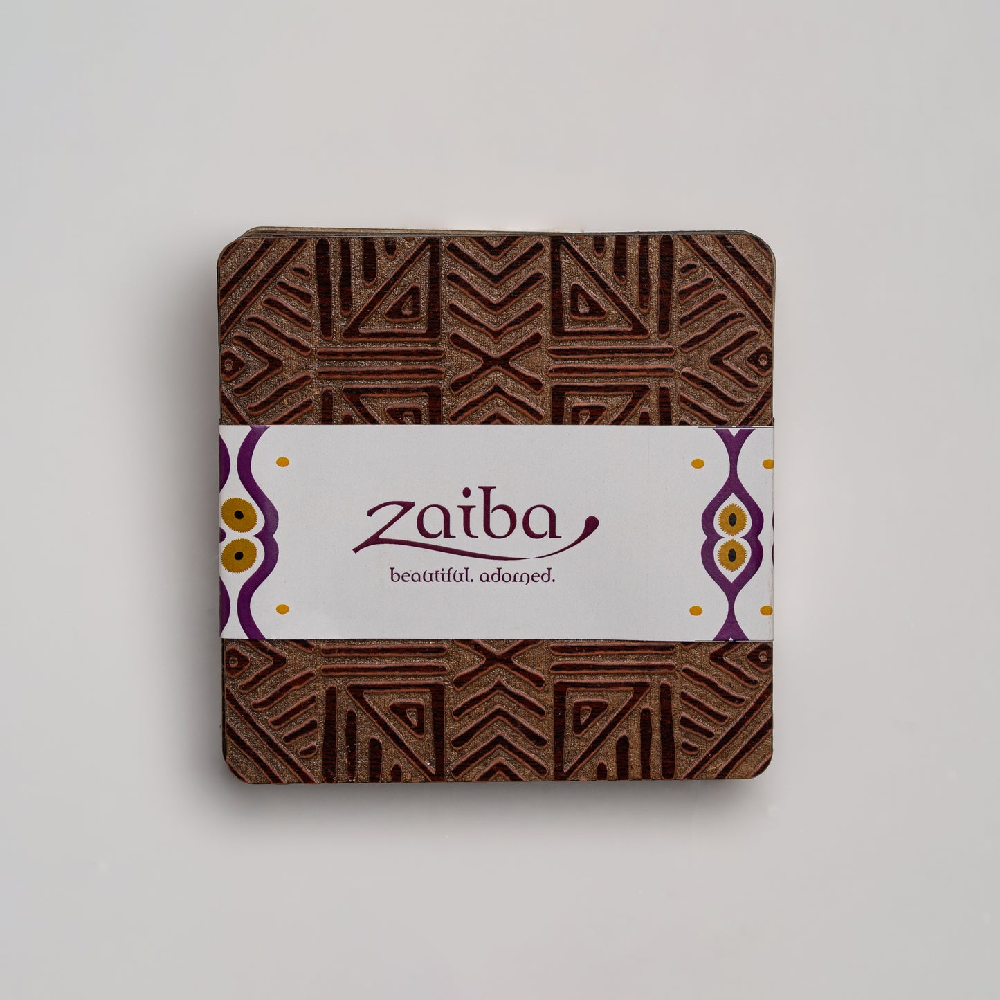 ZAIBA Home MFUMO Dark Square | 6PC WOODEN COASTERS