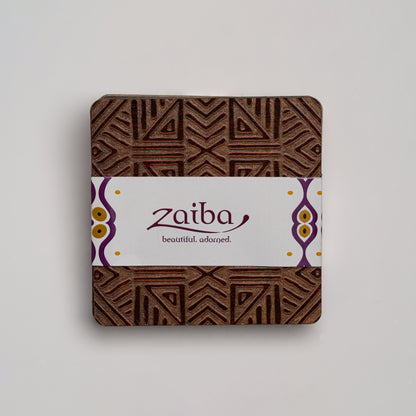ZAIBA Home MFUMO Dark Square | 6PC WOODEN COASTERS