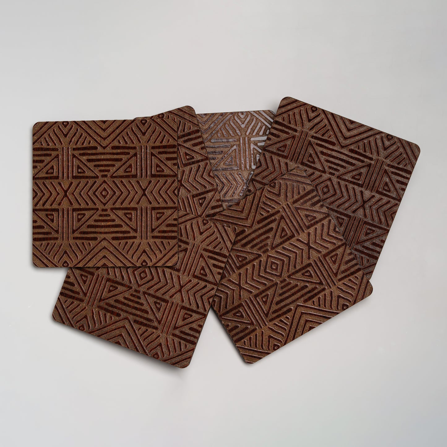 ZAIBA Home MFUMO Dark Square | 6PC WOODEN COASTERS