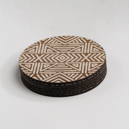 ZAIBA Home MFUMO Light Circle | 6PC WOODEN COASTERS