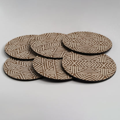 ZAIBA Home MFUMO Light Circle | 6PC WOODEN COASTERS