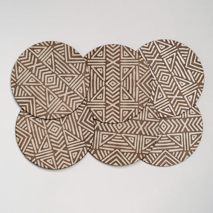 ZAIBA Home MFUMO Light Circle | 6PC WOODEN COASTERS