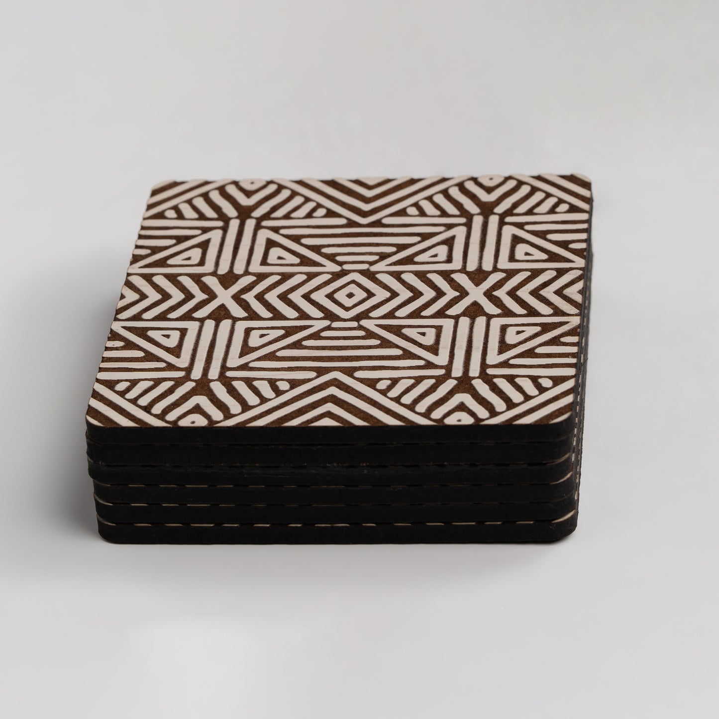 ZAIBA Home MFUMO Light Square | 6PC WOODEN COASTERS