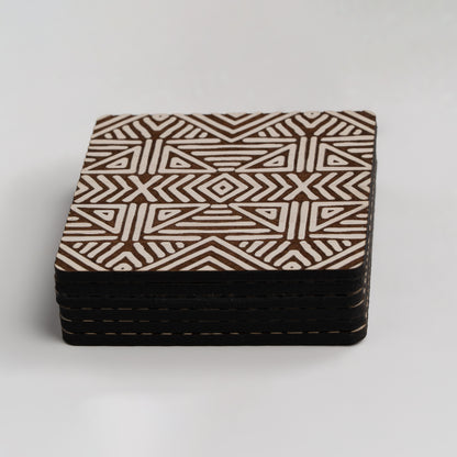 ZAIBA Home MFUMO Light Square | 6PC WOODEN COASTERS