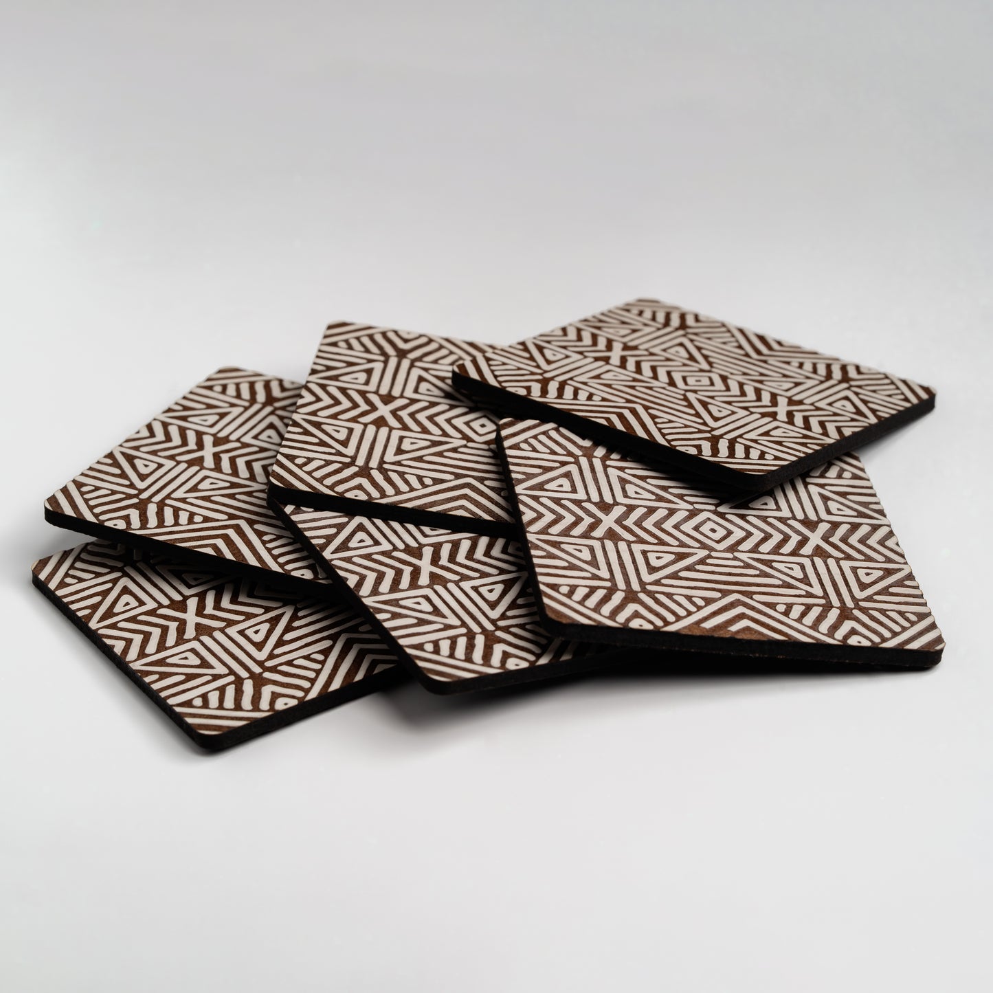 ZAIBA Home MFUMO Light Square | 6PC WOODEN COASTERS