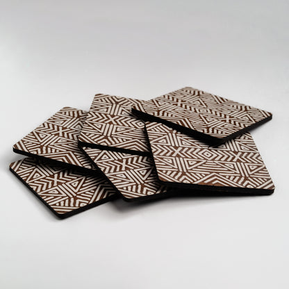 ZAIBA Home MFUMO Light Square | 6PC WOODEN COASTERS