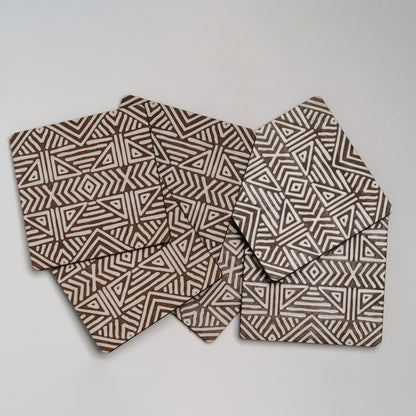 ZAIBA Home MFUMO Light Square | 6PC WOODEN COASTERS