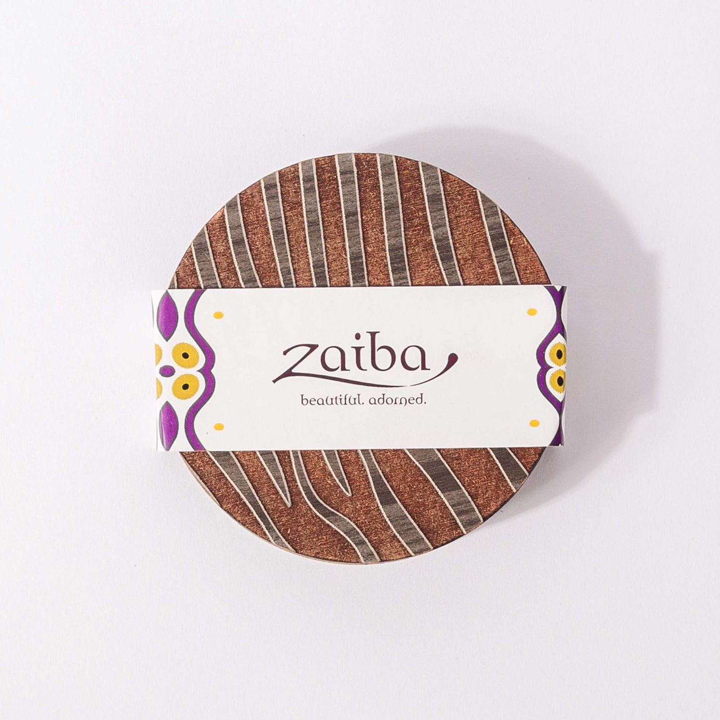 ZAIBA Home PUNDA MILIA Dark Circle | 6PC WOODEN COASTERS