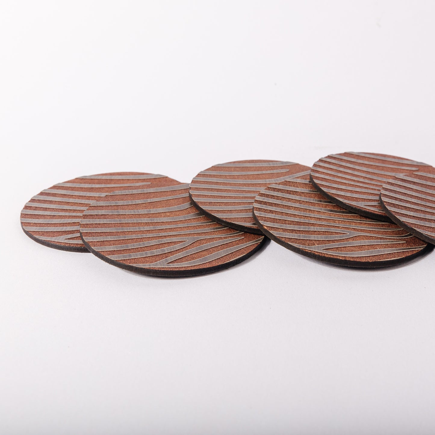 ZAIBA Home PUNDA MILIA Dark Circle | 6PC WOODEN COASTERS