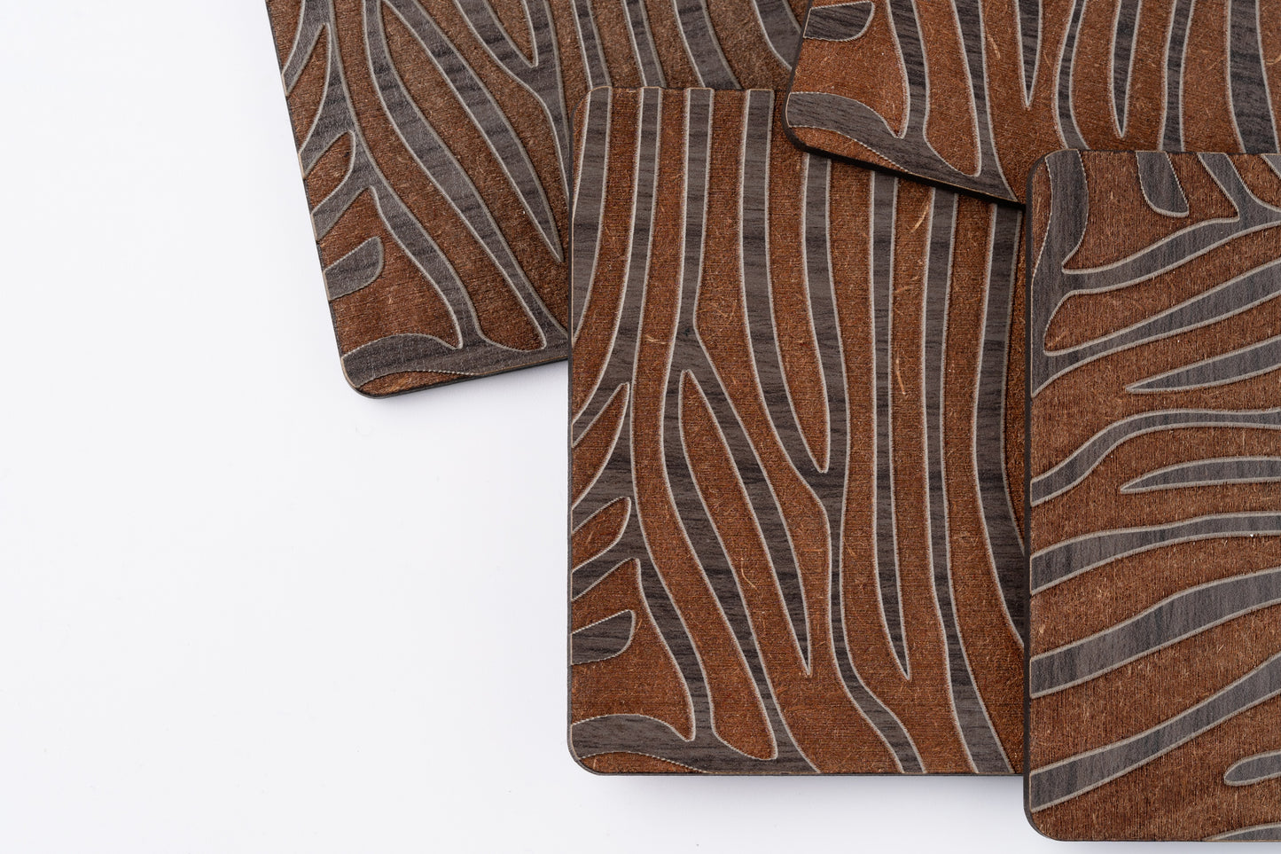 ZAIBA Home PUNDA MILIA Dark Square | 6PC WOODEN COASTERS