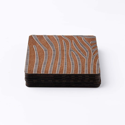 ZAIBA Home PUNDA MILIA Dark Square | 6PC WOODEN COASTERS