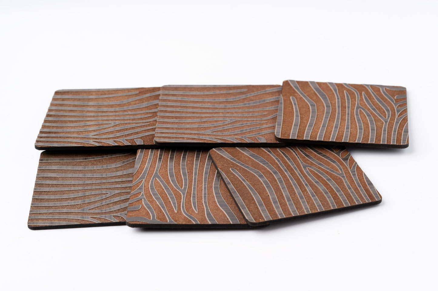 ZAIBA Home PUNDA MILIA Dark Square | 6PC WOODEN COASTERS