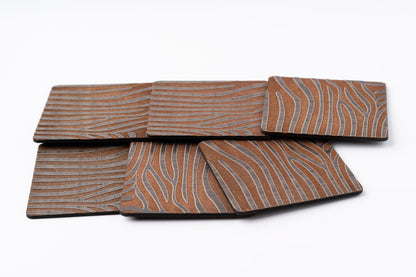 ZAIBA Home PUNDA MILIA Dark Square | 6PC WOODEN COASTERS