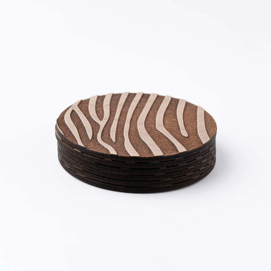ZAIBA Home PUNDA MILIA Light Circle | 6PC WOODEN COASTERS