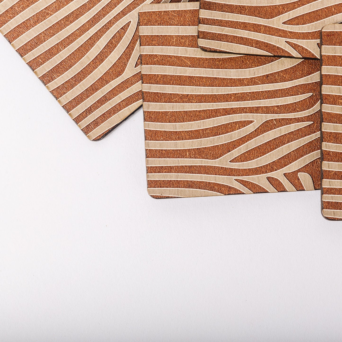 ZAIBA Home PUNDA MILIA Light Square | 6PC WOODEN COASTERS