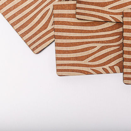 ZAIBA Home PUNDA MILIA Light Square | 6PC WOODEN COASTERS