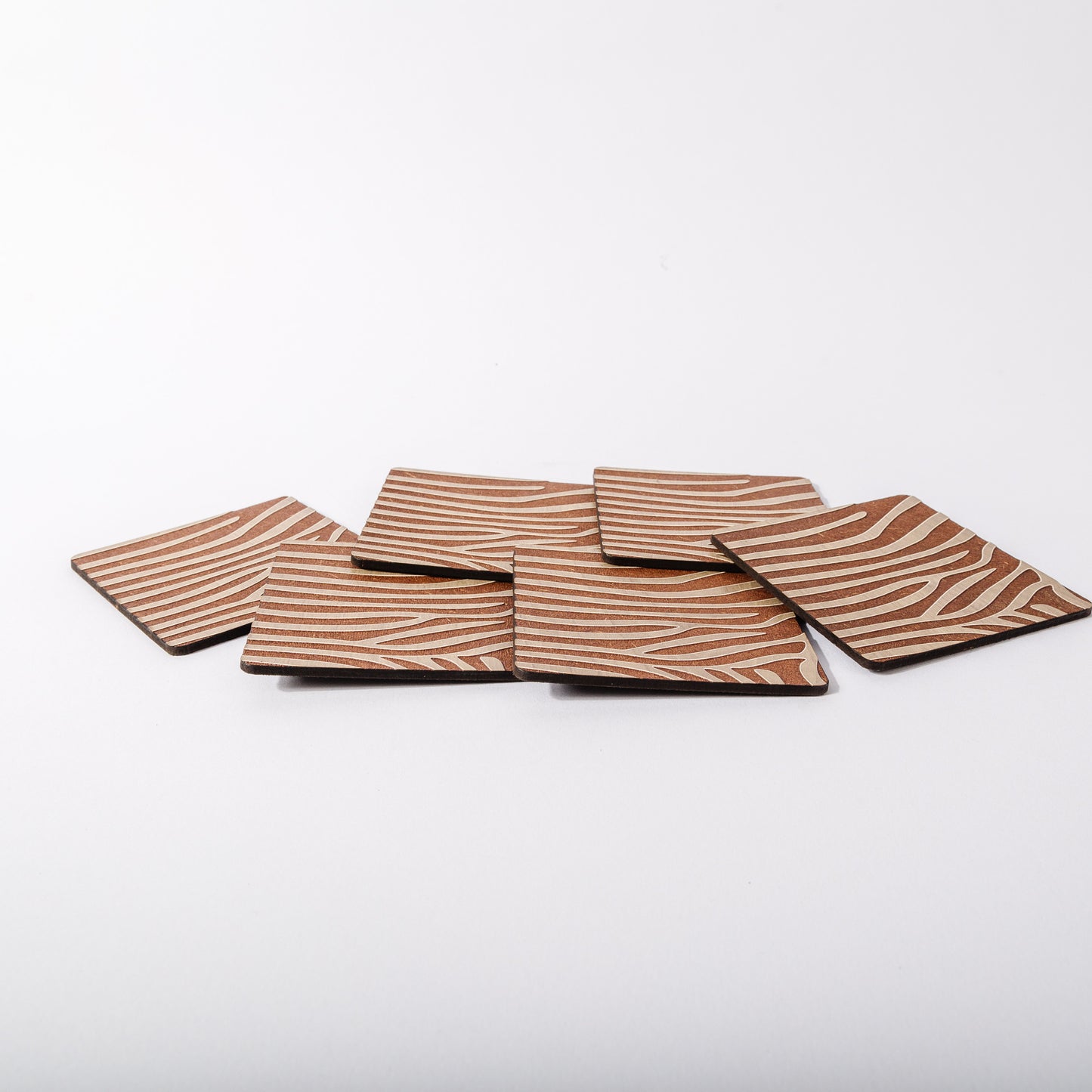 ZAIBA Home PUNDA MILIA Light Square | 6PC WOODEN COASTERS